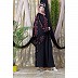 Embroidered abaya with Butterfly sleeves- Black-Coral
